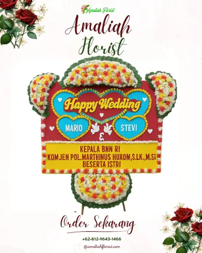 Karangan Papan Bunga Pernikahan di Gendoang